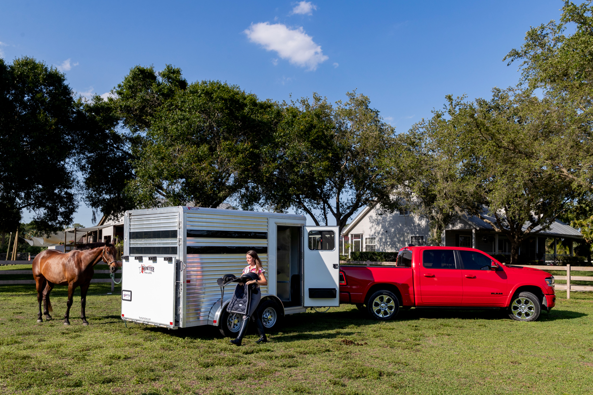 Colt Bumper Pull Slant Load Series 2h Horse Tied To Trailer